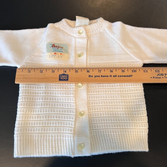 Vintage Anjou Baby Cardigan Sweater White Size 24 Months - NWT! - Picture 5 of 8
